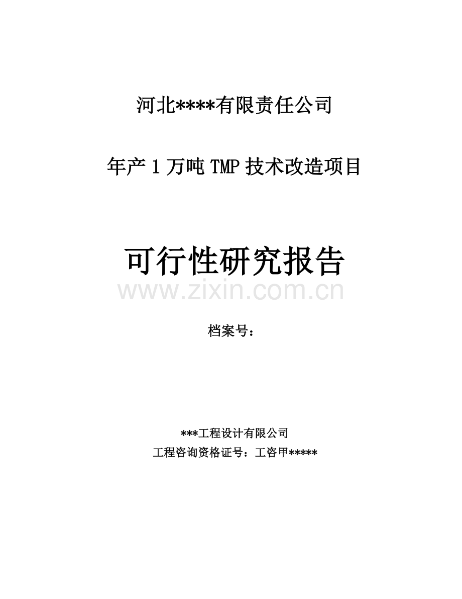 年产1万吨tmp技术改造项目可行性策划书.doc_第1页