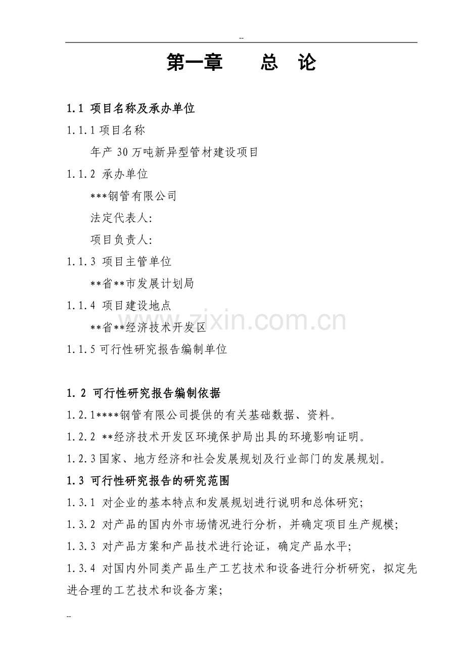 年产30万吨新异型管材建设项目可行性研究报告.doc_第1页