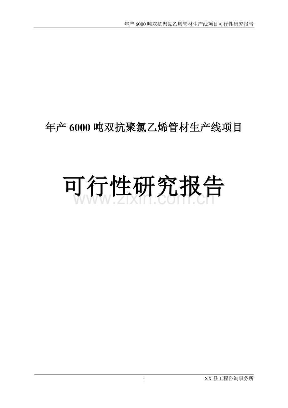 年产6000吨双抗聚氯乙烯管材生产线项目可行性研究报告.doc_第1页