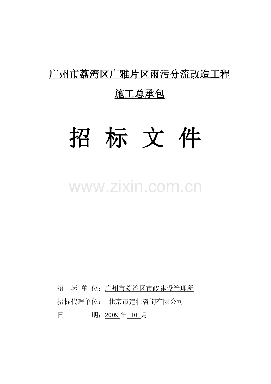 广州市荔湾区广雅片区雨污分流改造工程招标文件工程类资料.doc_第1页