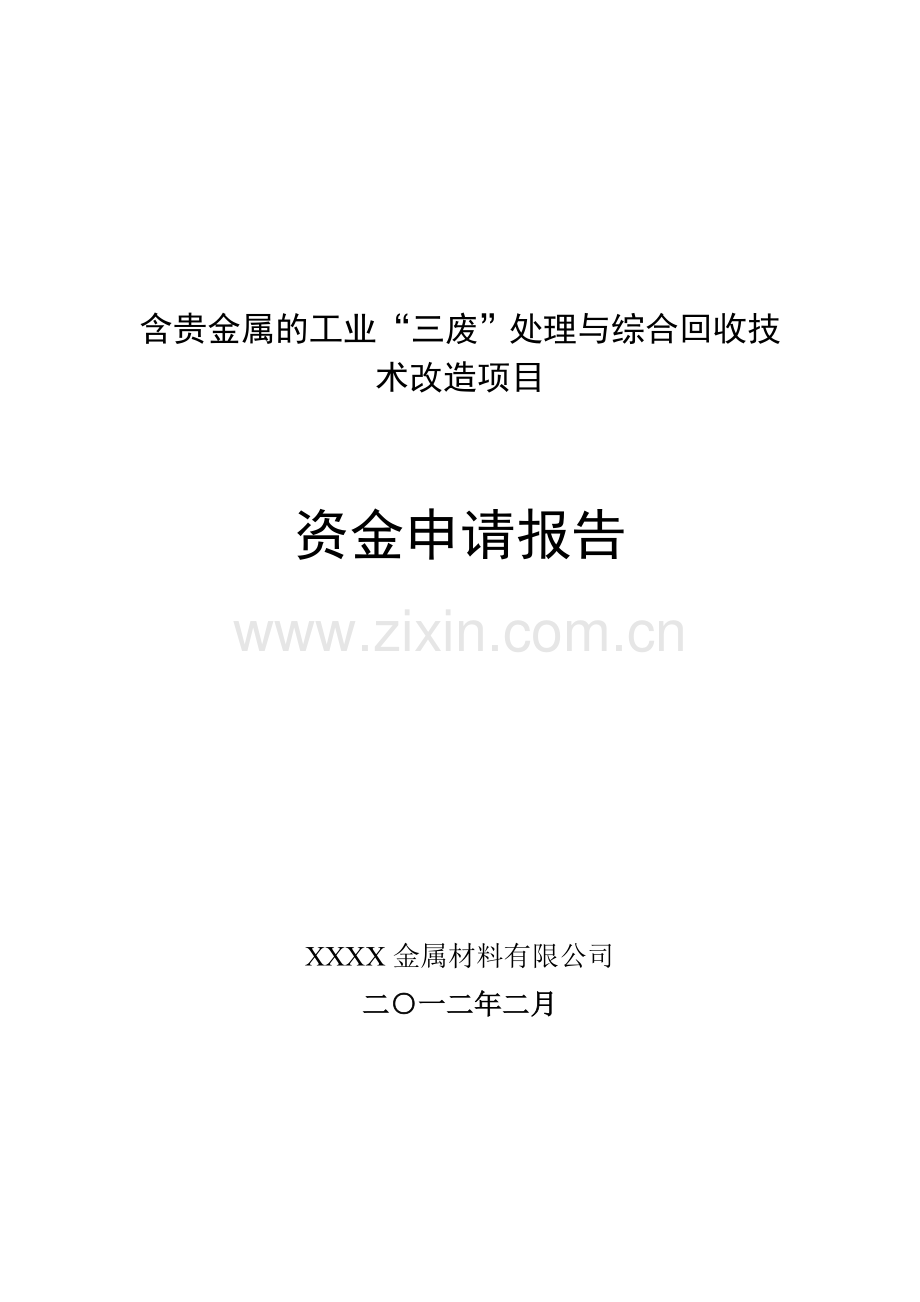 含贵金属-工业三废处理与综合回收技术改造项目资金可行性研究报告.doc_第1页