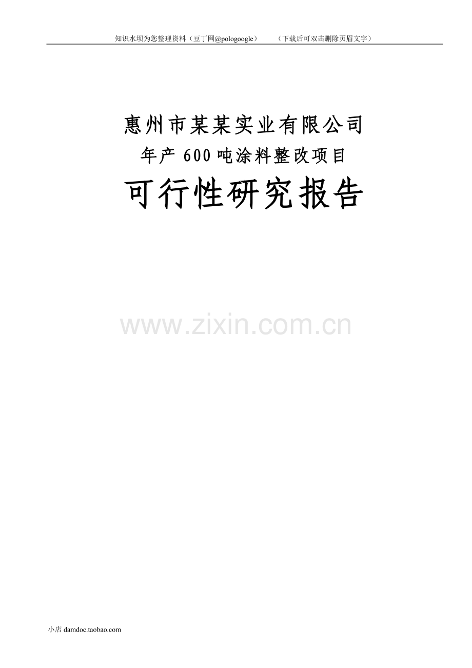 防腐涂料项目可行性论证报告.doc_第1页
