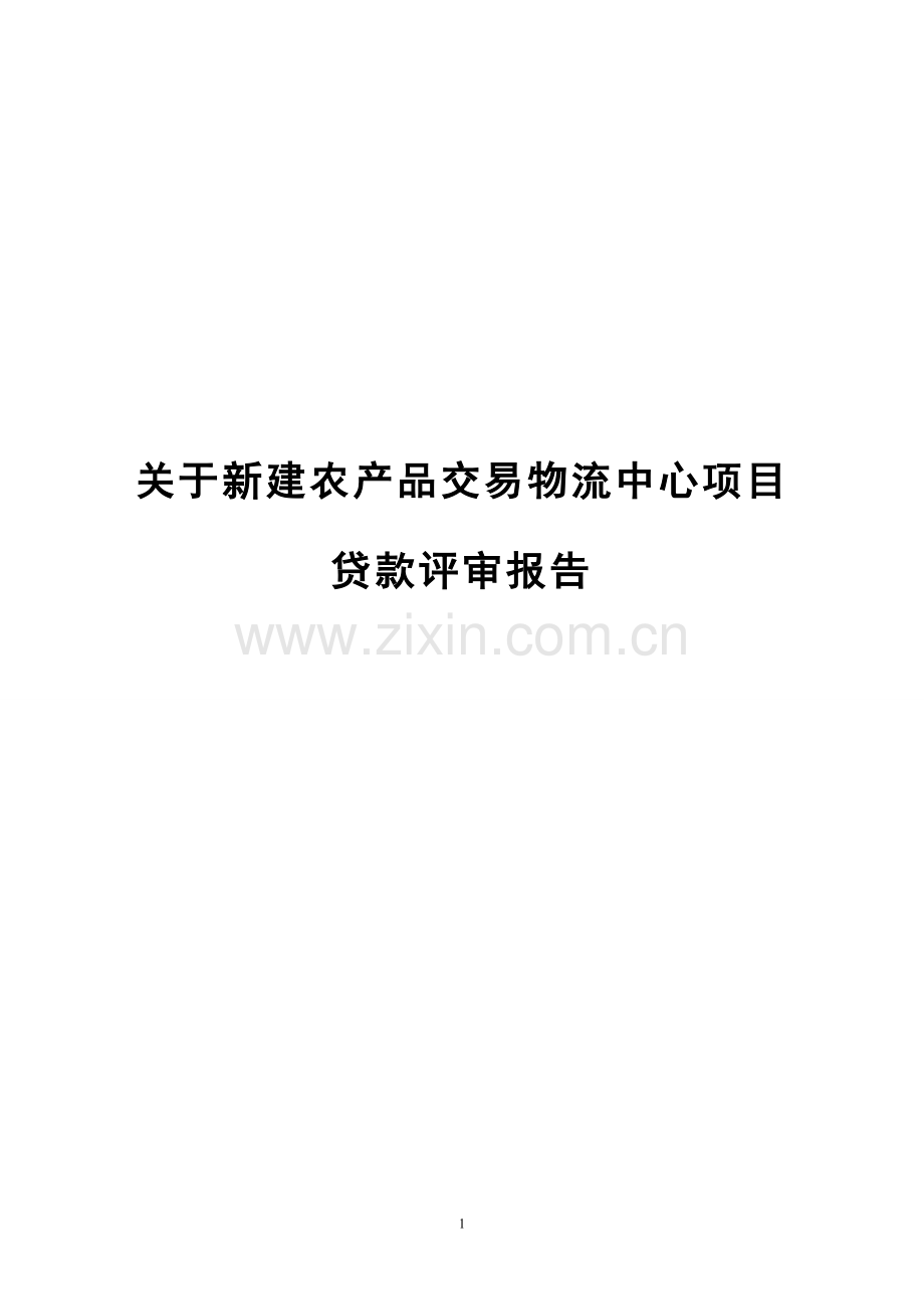 新建农产品交易物流中心项目评审报告(代建设可行性论证报告).doc_第1页