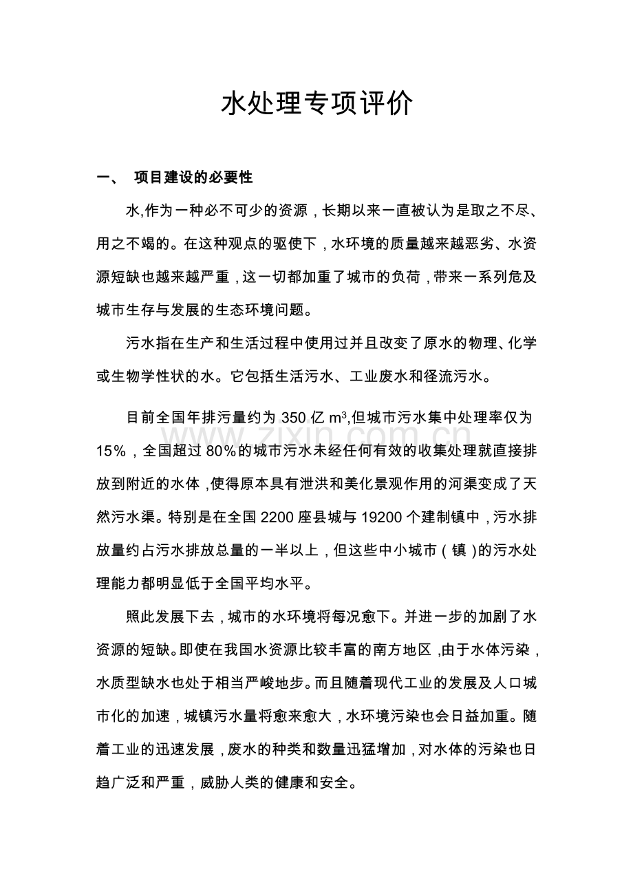 污水处理厂水处理专项评价文本.doc_第1页