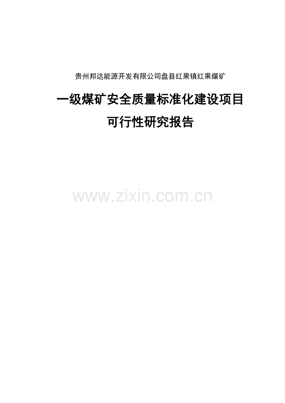 一级煤矿安全质量标准化建设项目可行性投资建议书.doc_第1页