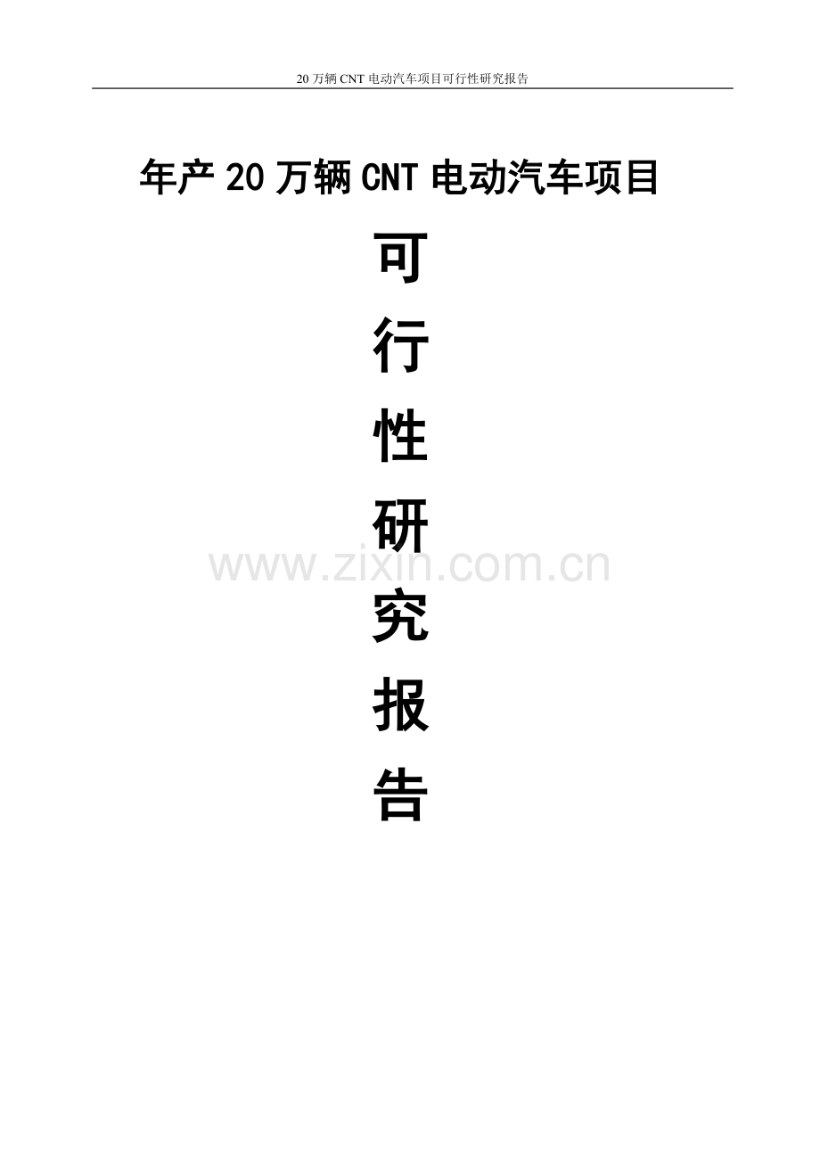 20万辆cnt电动汽车项目可行性研究报告修改稿.doc_第1页