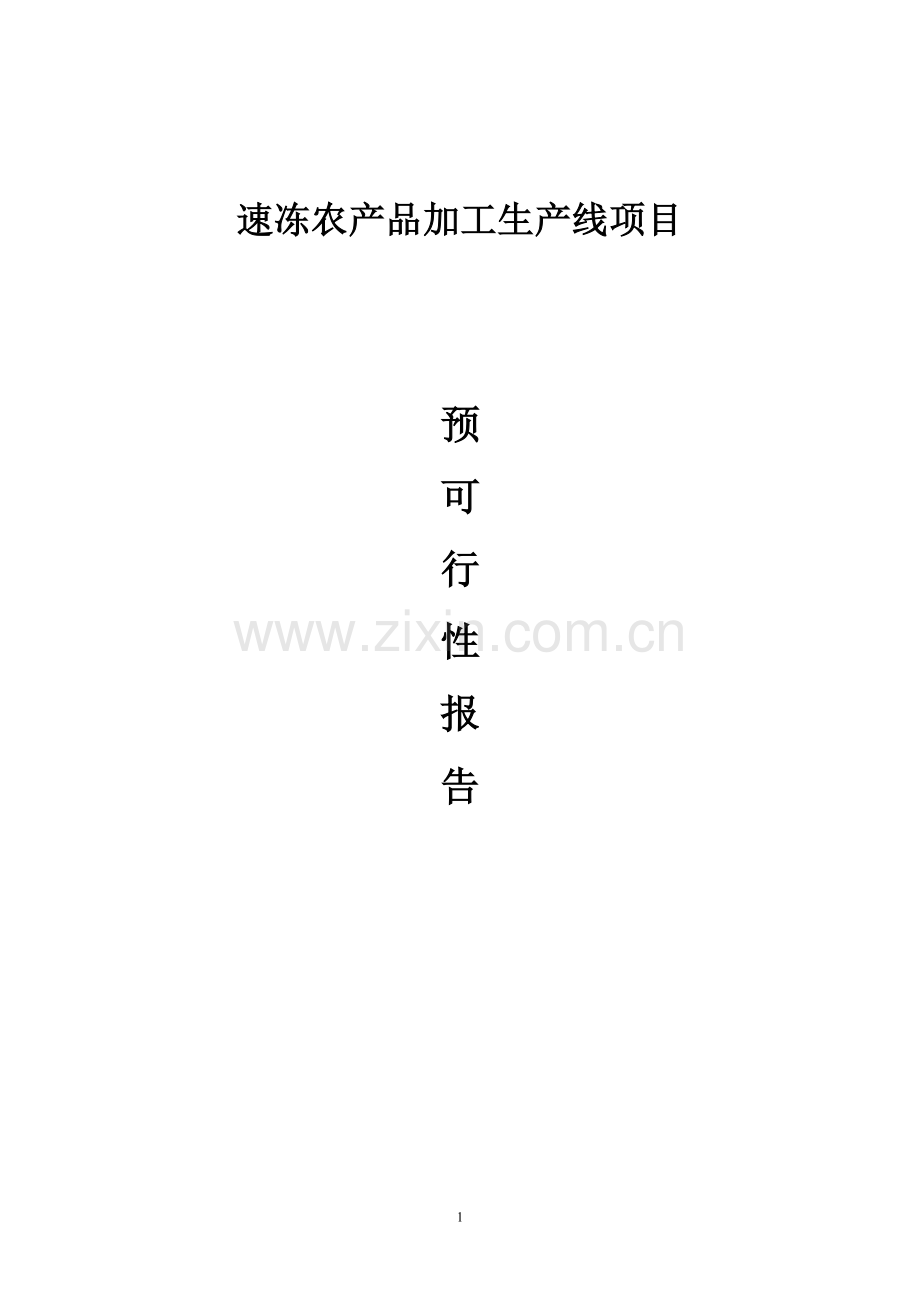 漳平农产品加工生产线项目可行性研究报告.doc_第1页
