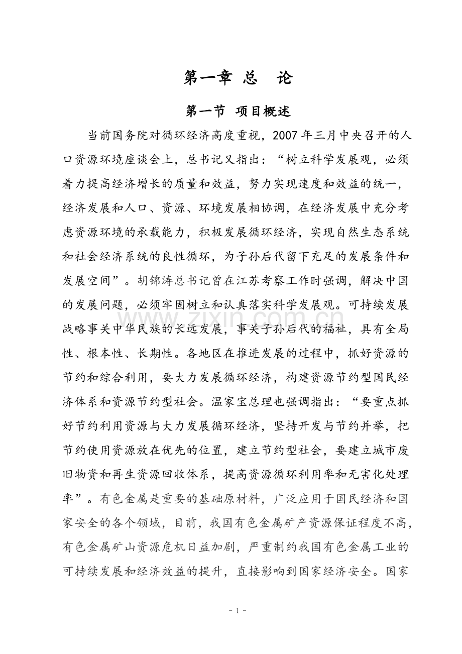 年产5万吨铜棒、铜生生产线可行性论证报告.doc_第1页