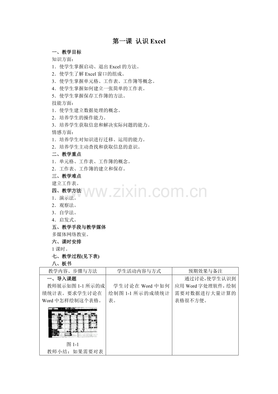 初中信息技术excel教案.doc_第1页
