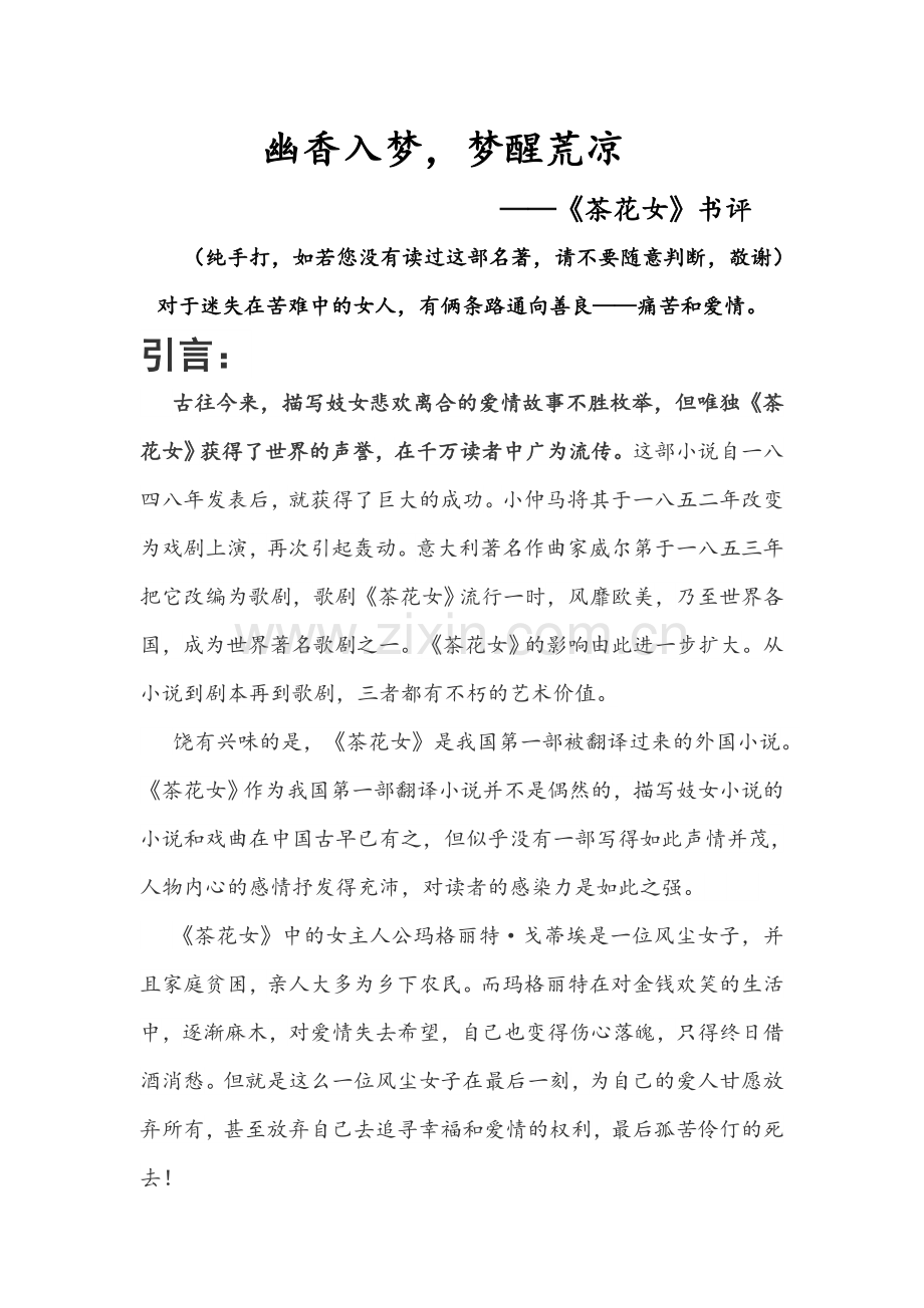 《茶花女》书评-2.docx_第1页