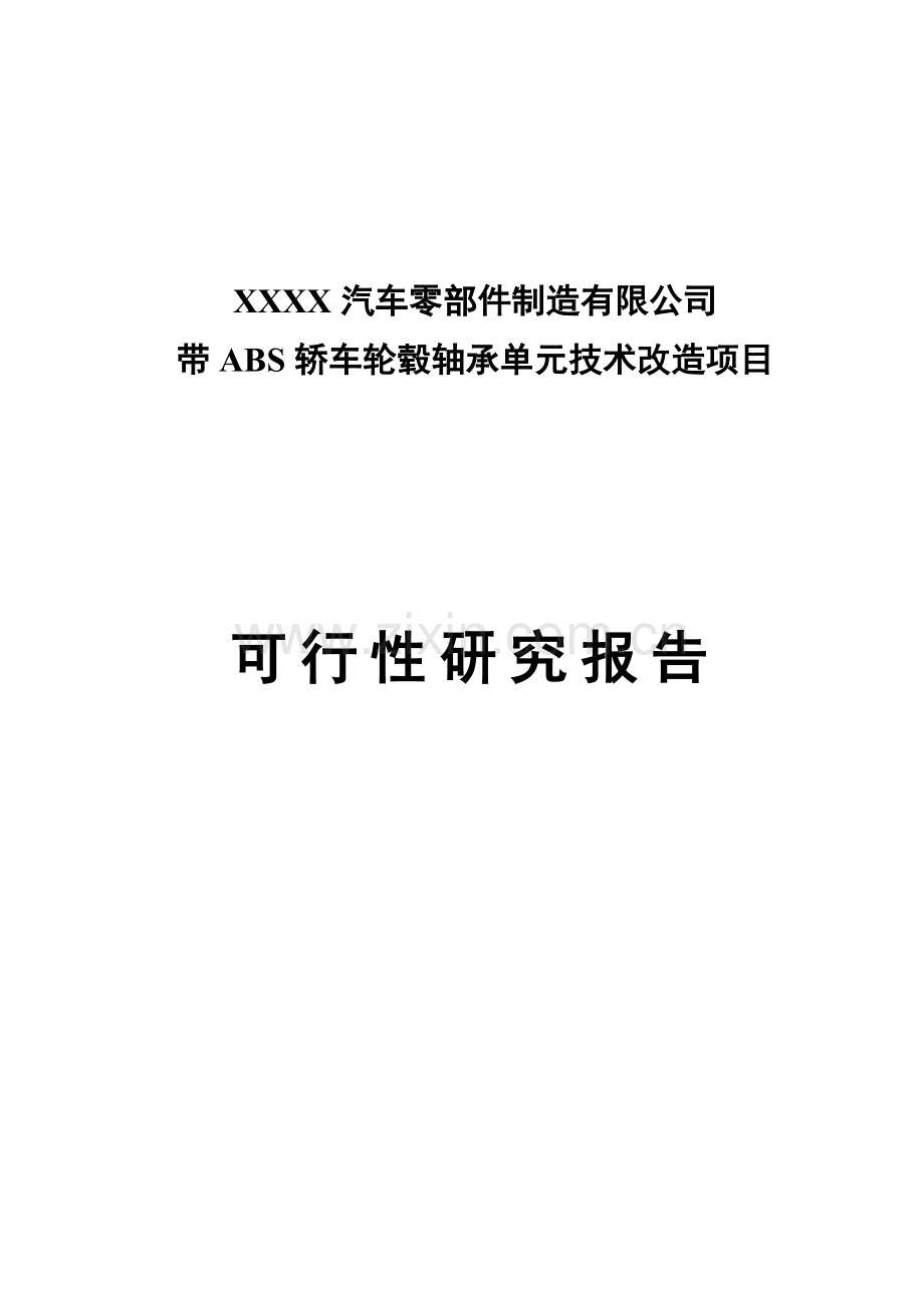 带abs轿车轮毂轴承单元技术项目申请立项可行性研究报告.doc_第1页