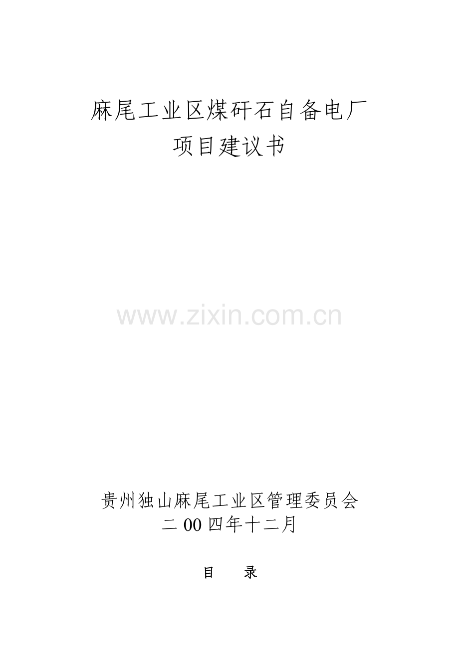 麻尾工业区煤矸石自备电厂可行性研究报告.doc_第1页