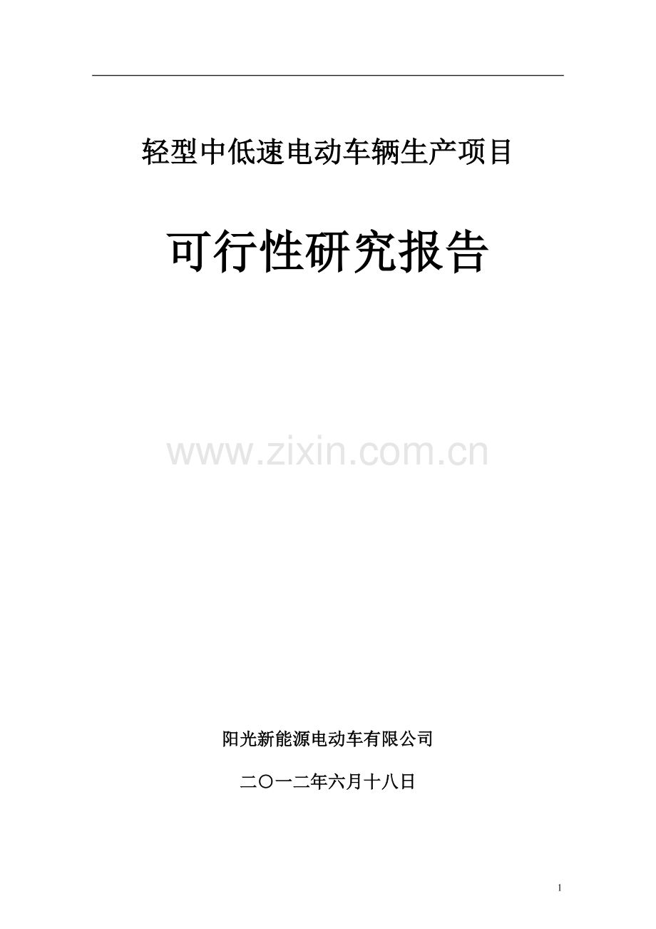 电动汽车项目可行性研究报告.doc_第1页