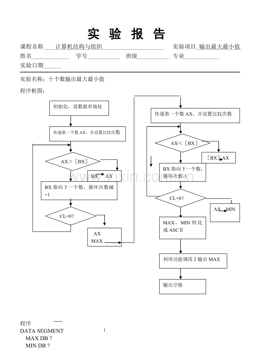 计算机-十个数输出最大最小值.doc_第1页