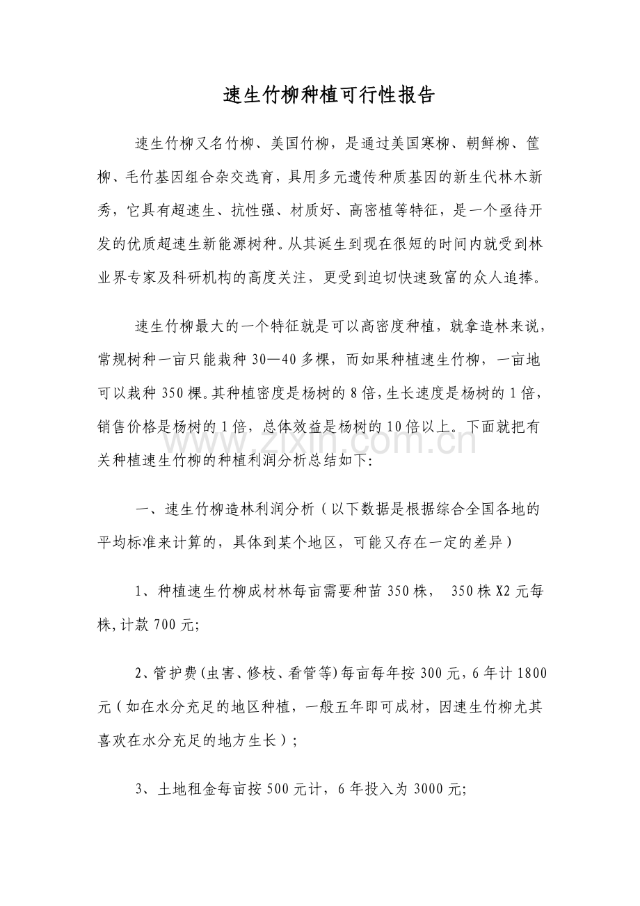 速生竹柳种植建设可行性研究报告.doc_第1页