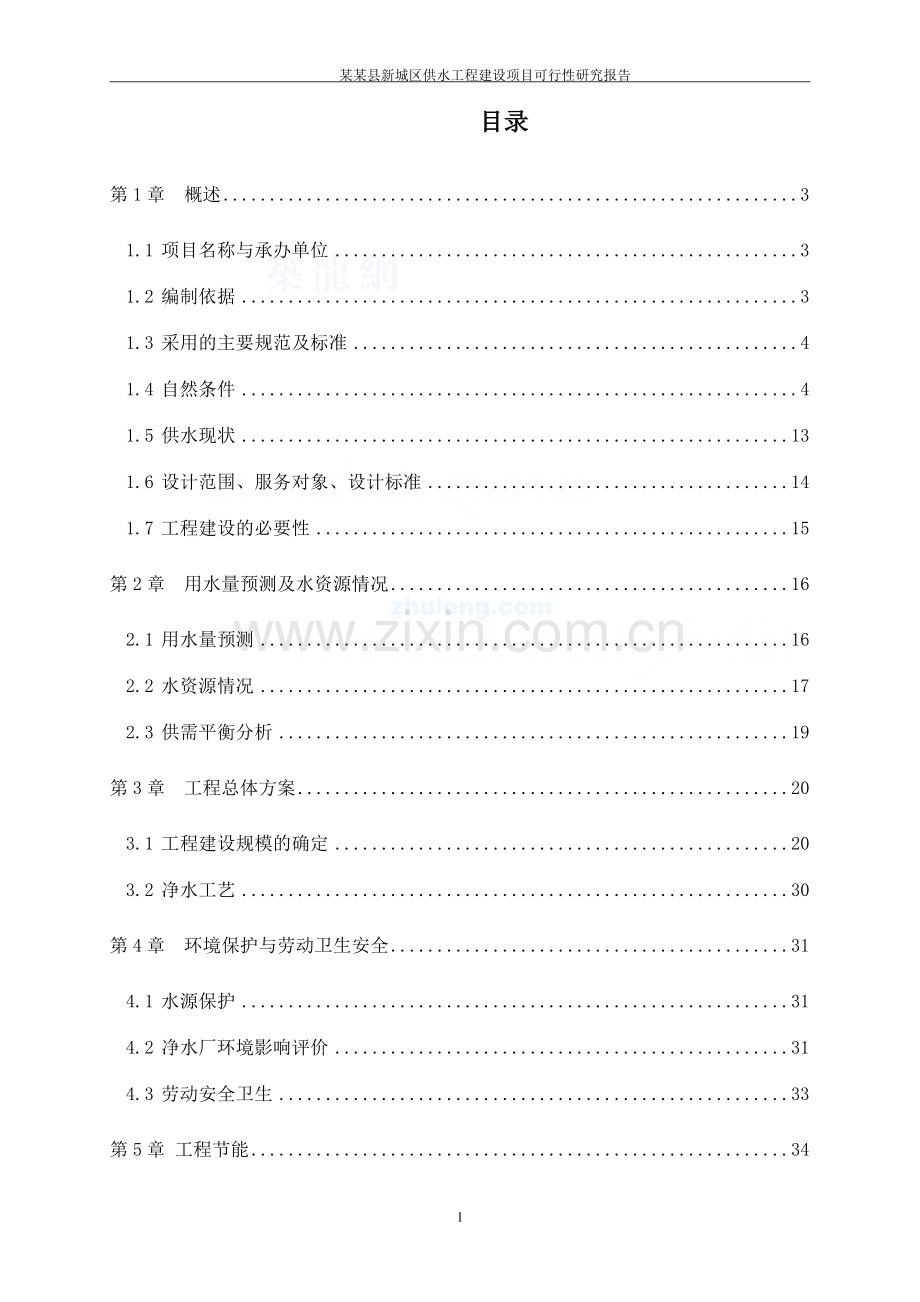 县新城区供水工程项目可行性论证报告.doc_第1页