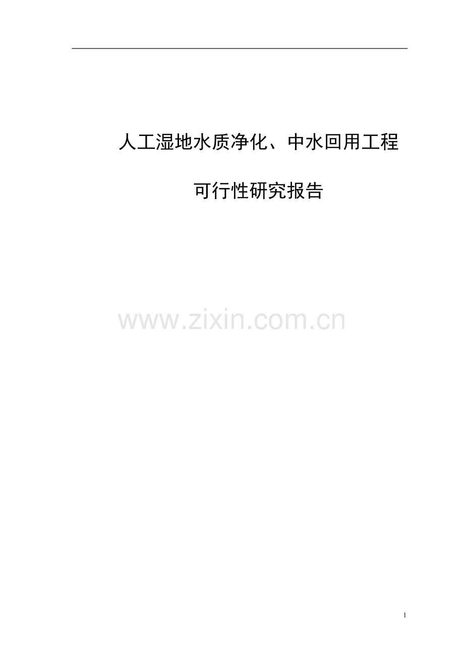 人工湿地水质净化、中水回用工程可行性论证报告.doc_第1页