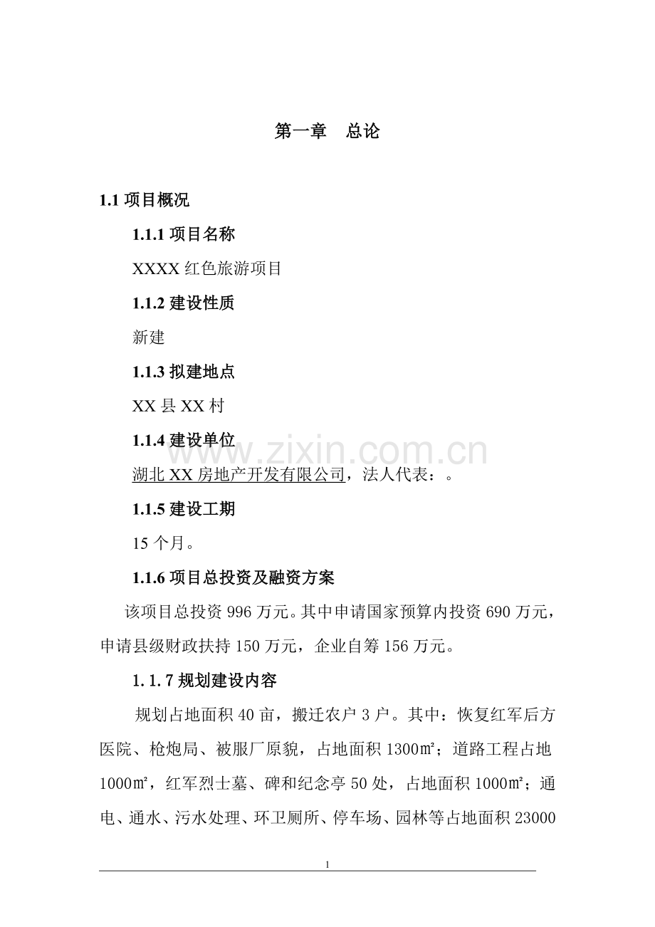 红色旅游项目可行性论证报告.doc_第1页