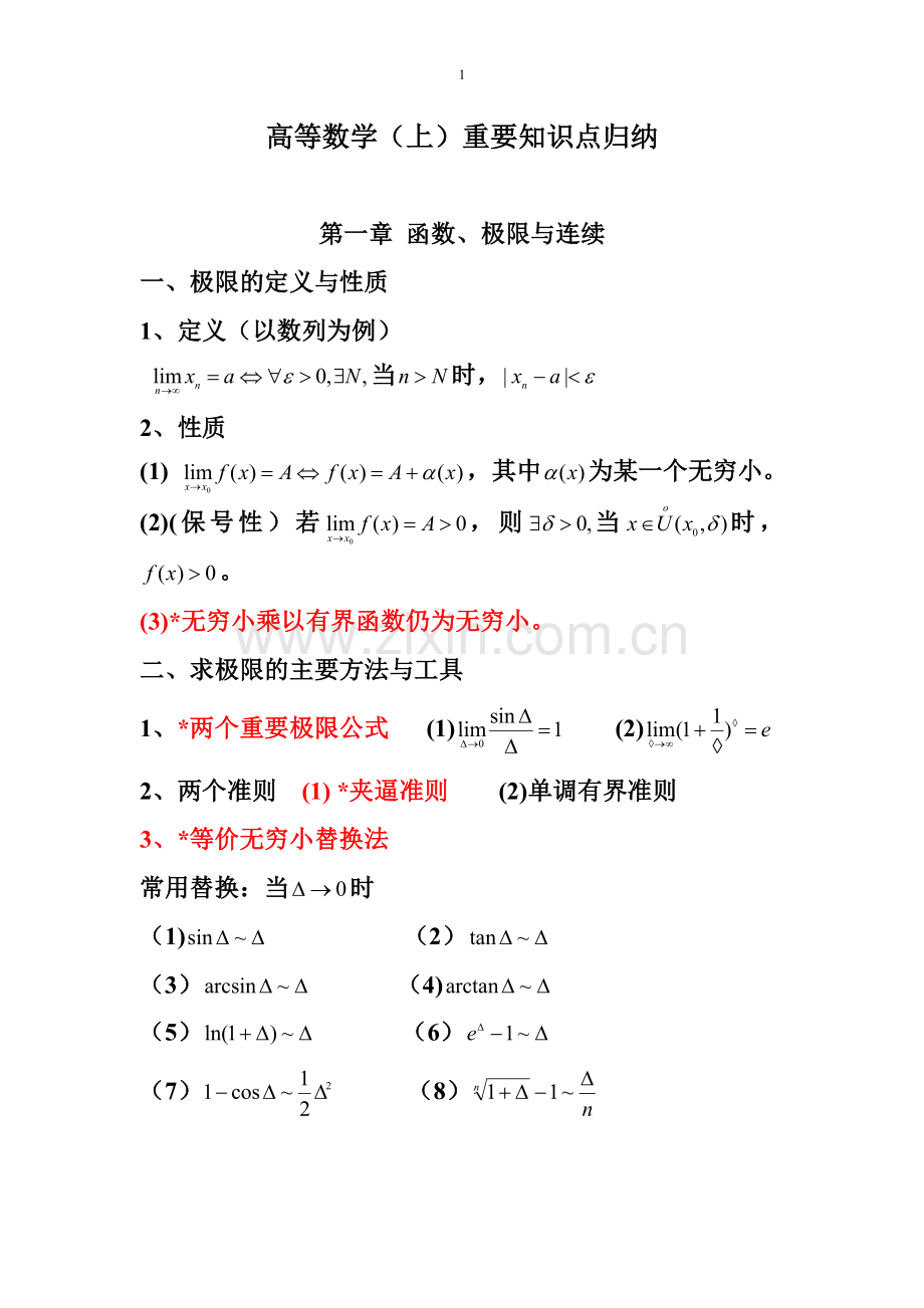 高等数学(上)重要知识点归纳.doc_第1页