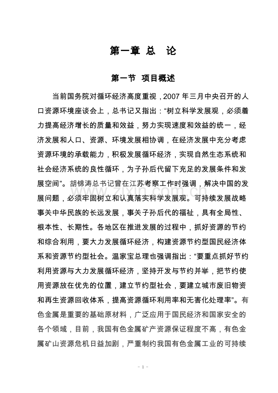 年产5万吨铜棒、铜生生产线项目可行性论证报告.doc_第1页