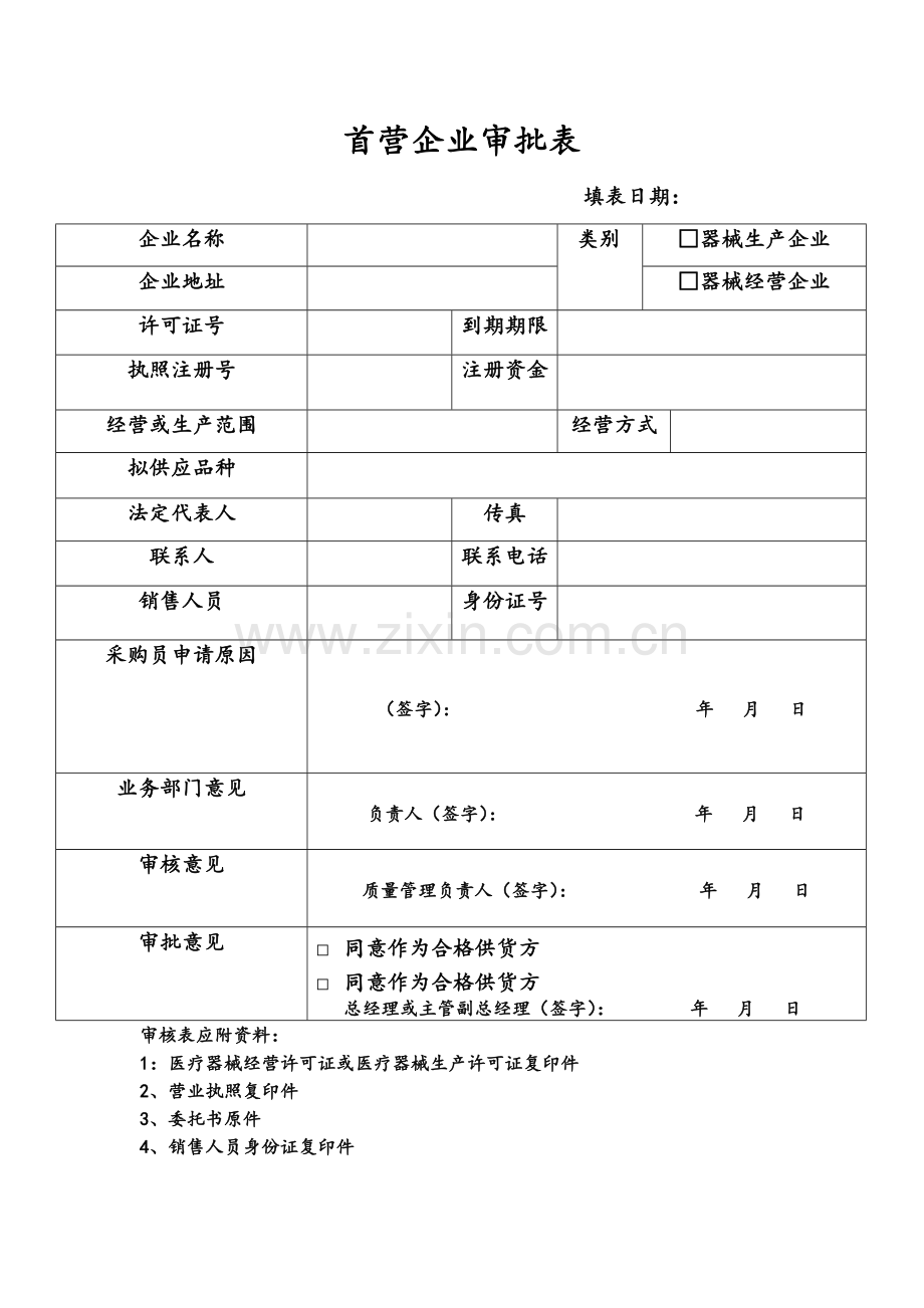 1、医疗器械首营企业、首营品种审核记录.doc_第1页