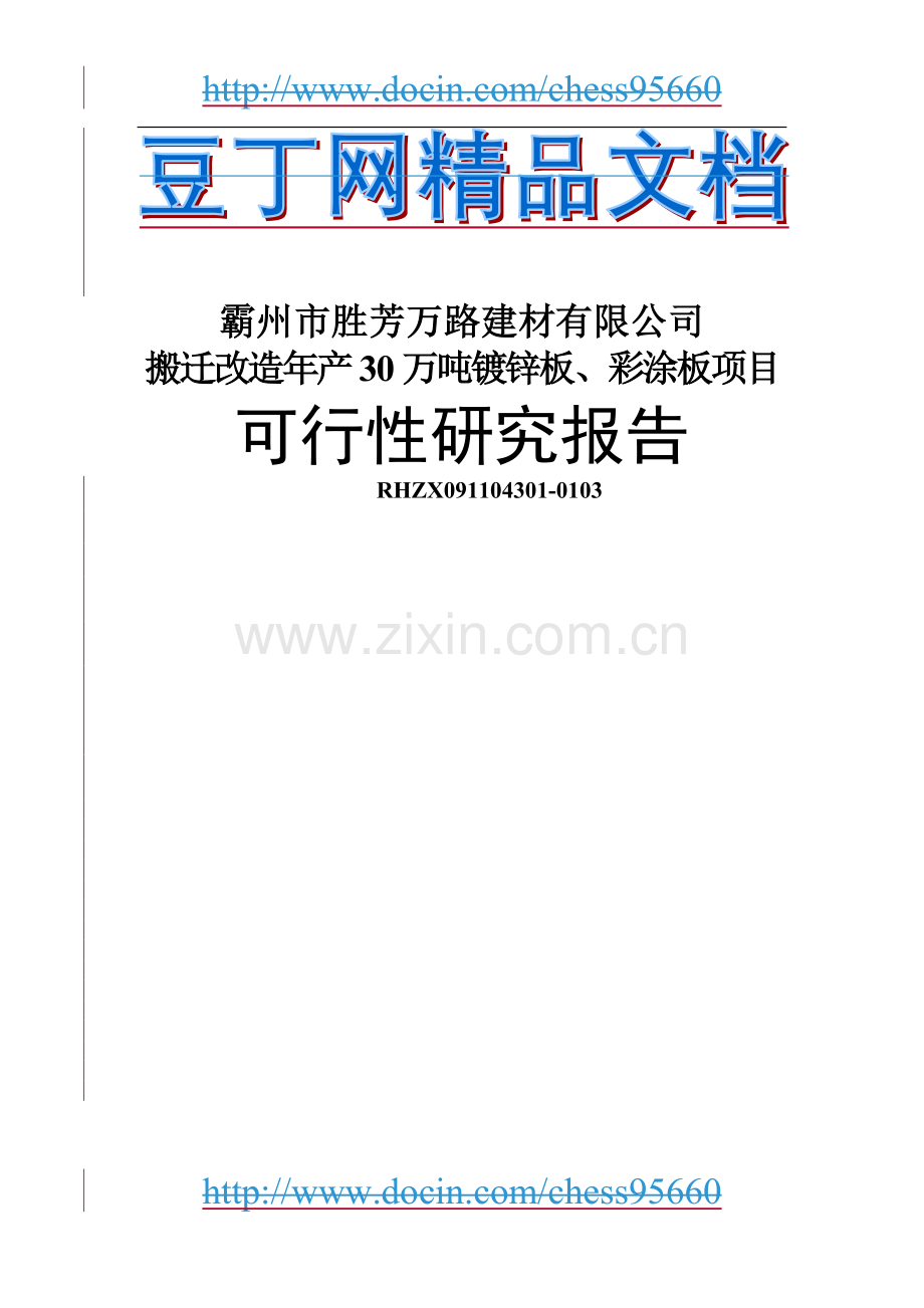 搬迁改造年产30万吨镀锌板、彩涂板项目可行性研究报告.doc_第1页