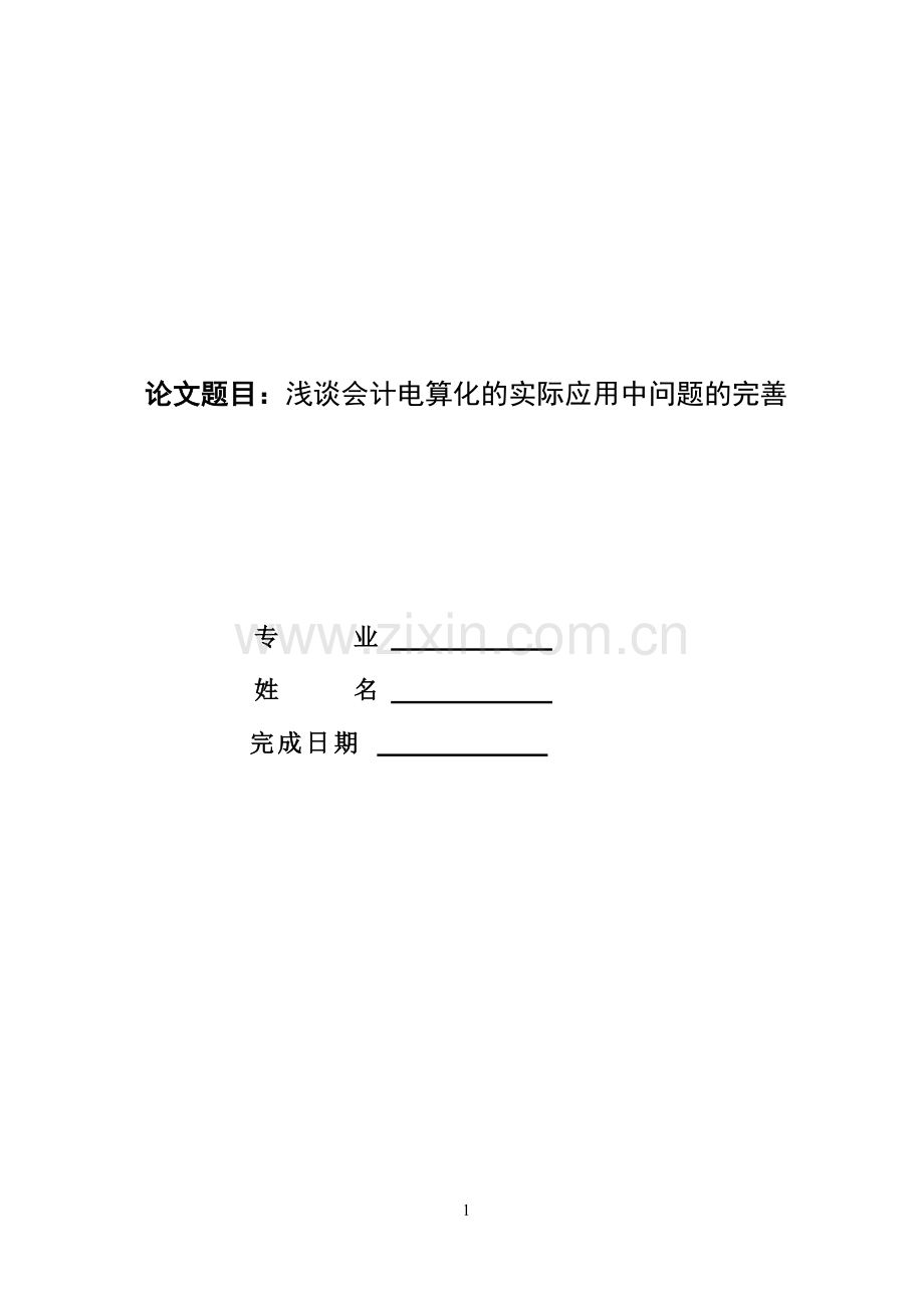 -浅谈会计电算化的实际应用中问题的完善.doc_第1页