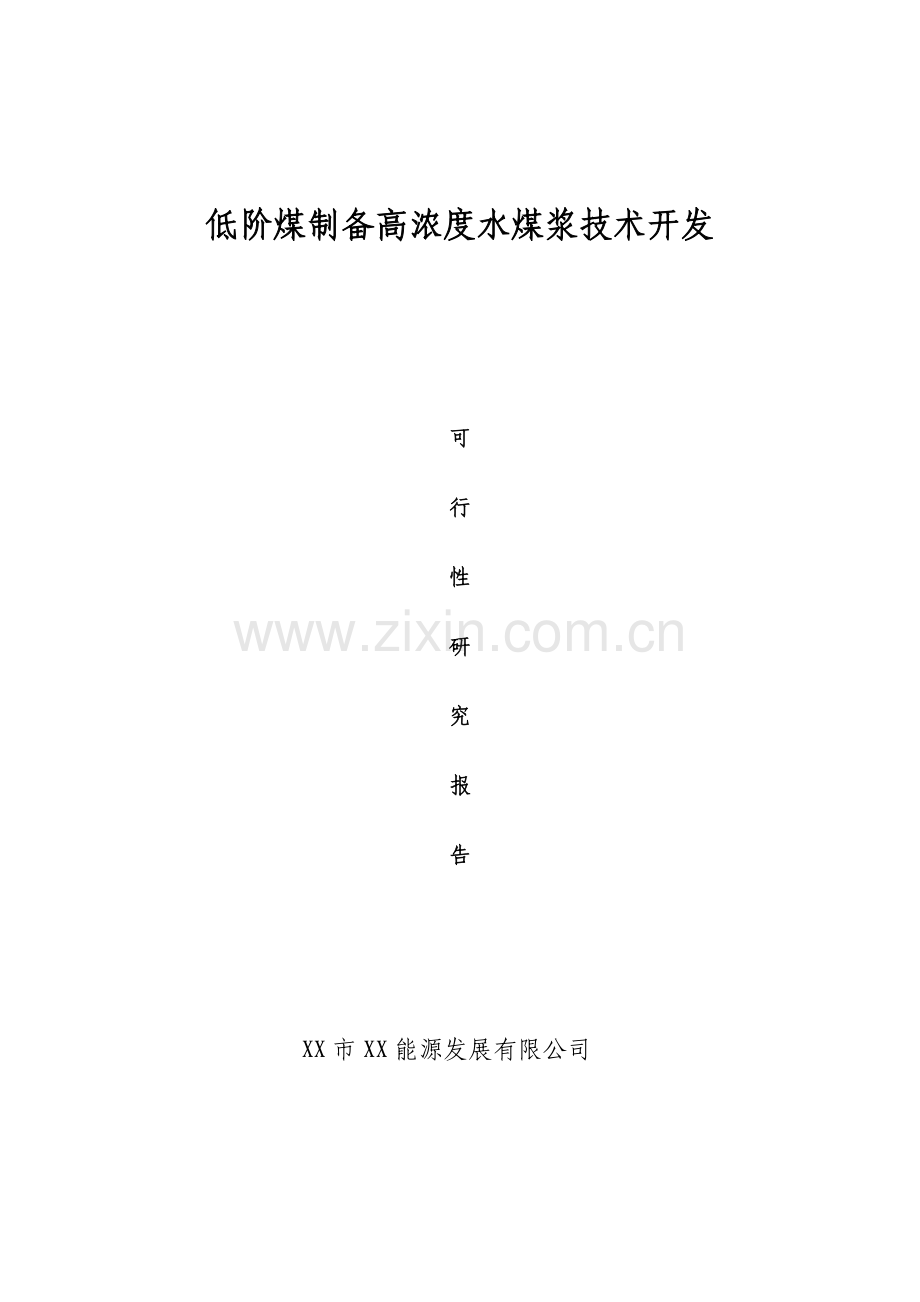 xxx低阶煤制备高浓度水煤浆技术开发建设可行性谋划书.doc_第1页