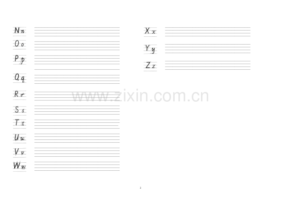 26个英文字母书写标准及练习本-A4打印(2).doc_第2页