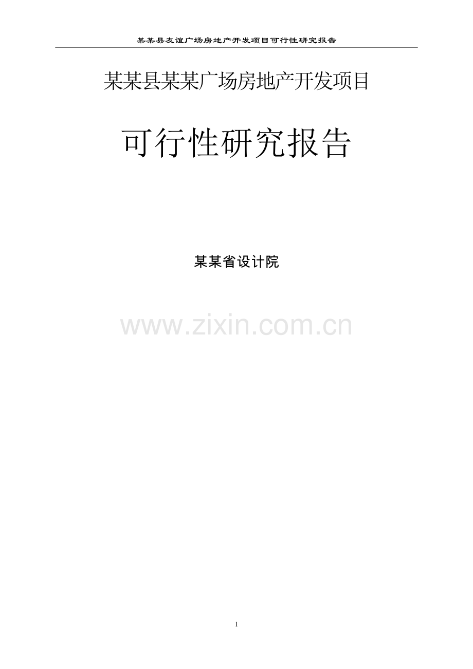 某某县某某广场房地产开发项目可行性研究报告书-521.doc_第1页