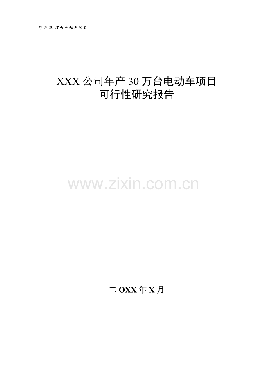 xxx公司年产30万台电动车可行性谋划书.doc_第1页