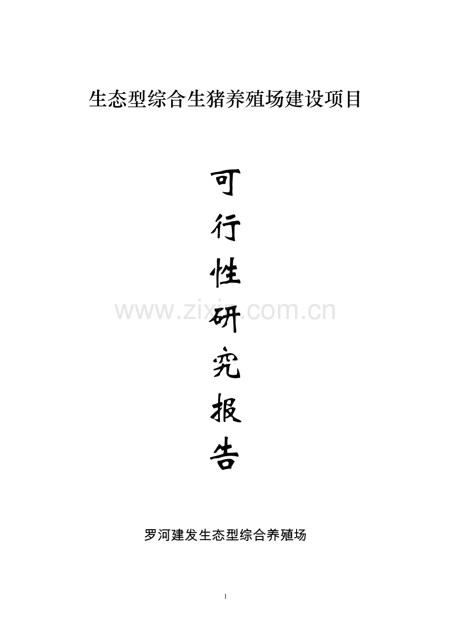 罗河建发生态型综合生猪养殖场建设可行性分析报告.doc_第1页