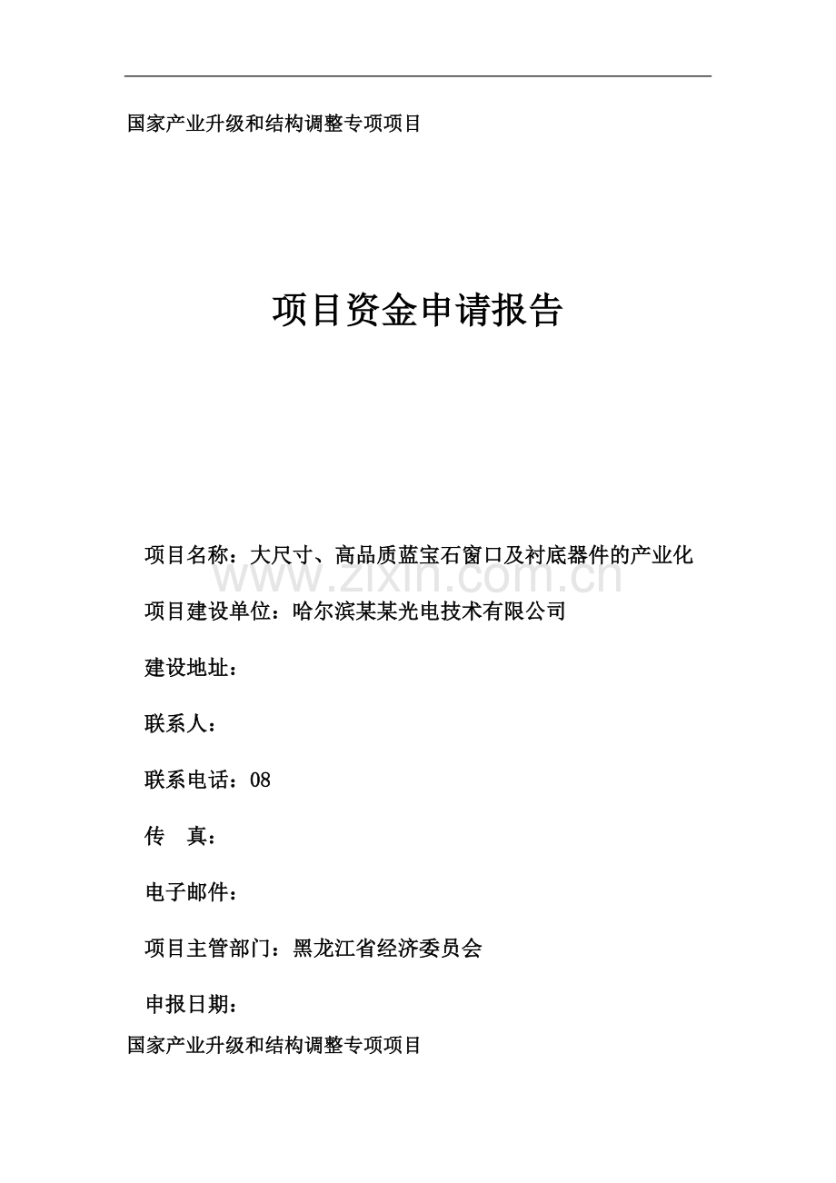 大尺寸、高品质蓝宝石窗口及衬底器件的产业化项目资金可行性论证报告.doc_第1页