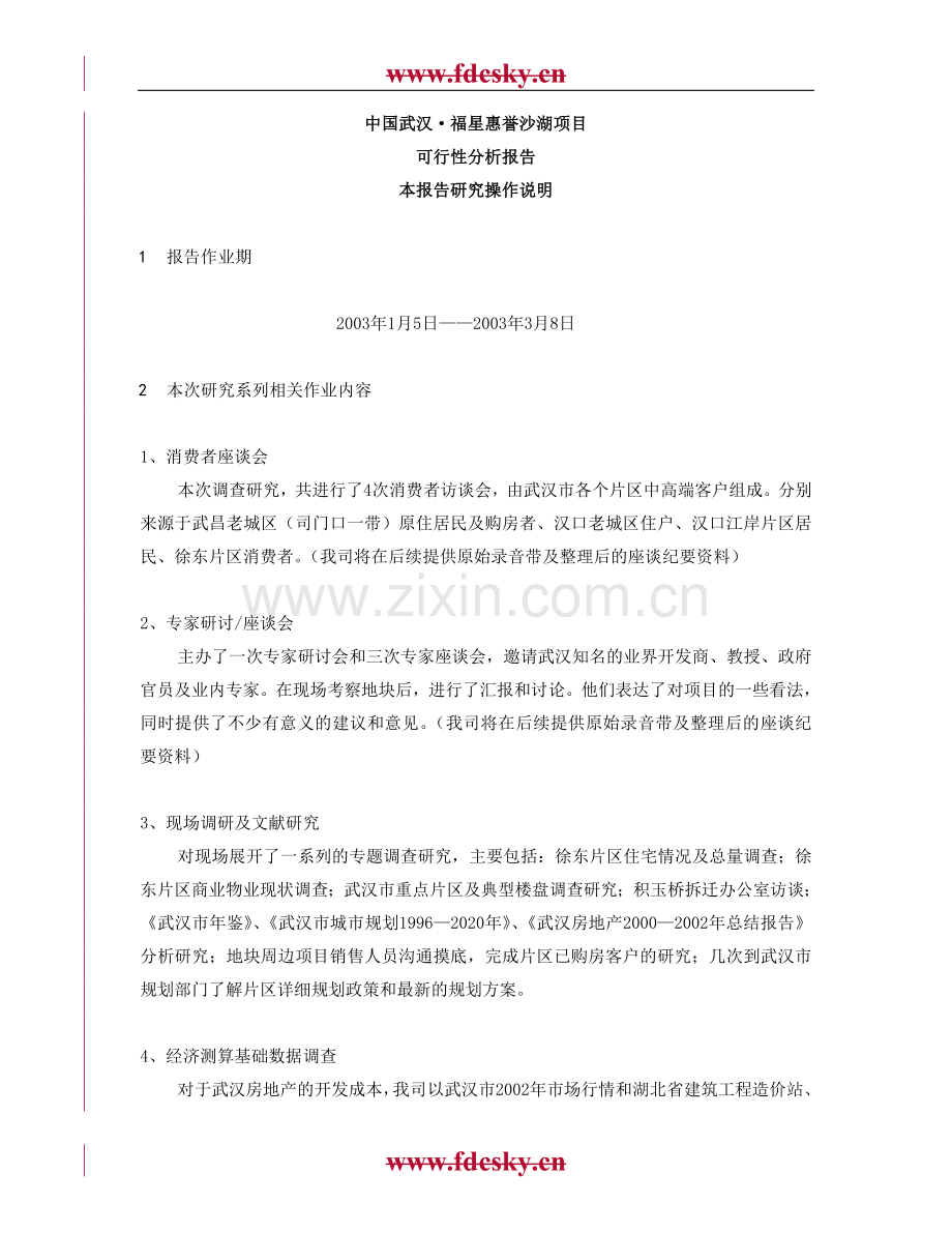 武汉福星惠誉沙湖可行性研究报告.doc_第1页