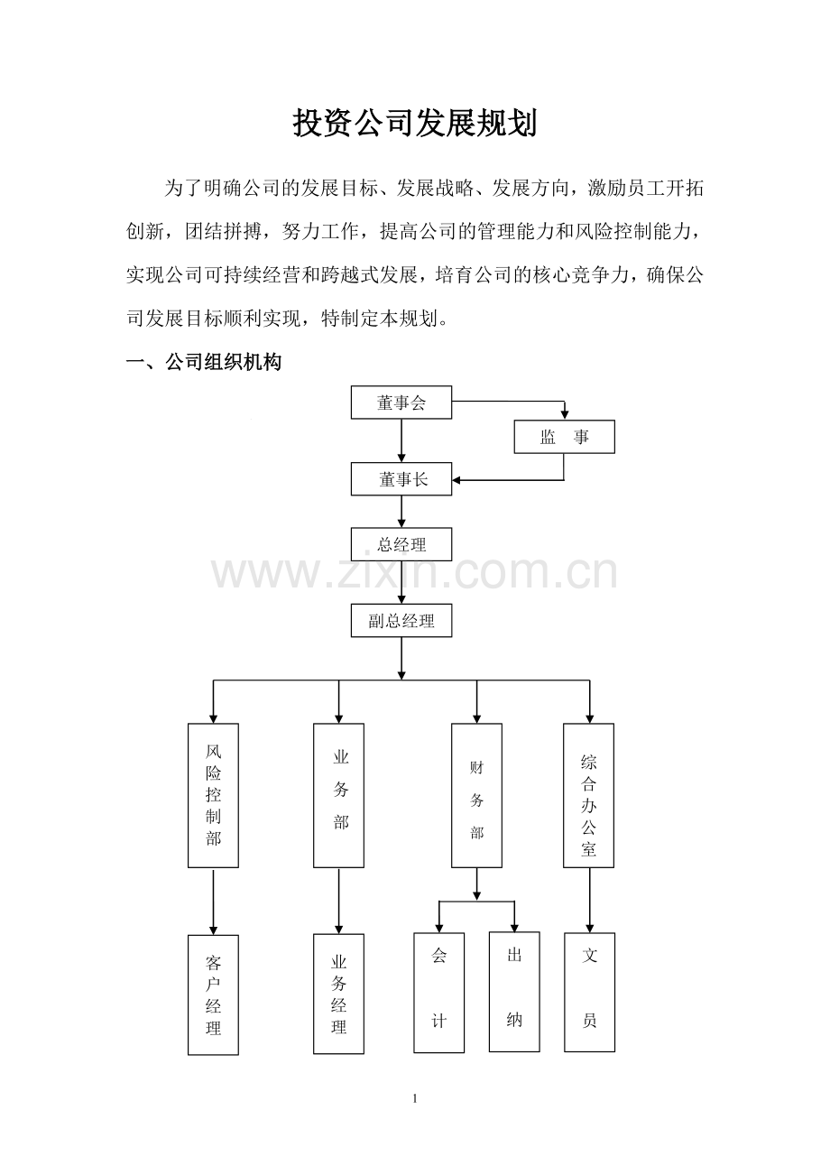 投资公司发展规划.doc_第1页
