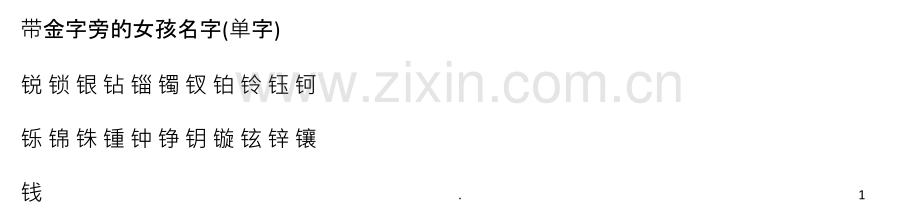 好听的带金字旁女孩名字2015.ppt_第1页