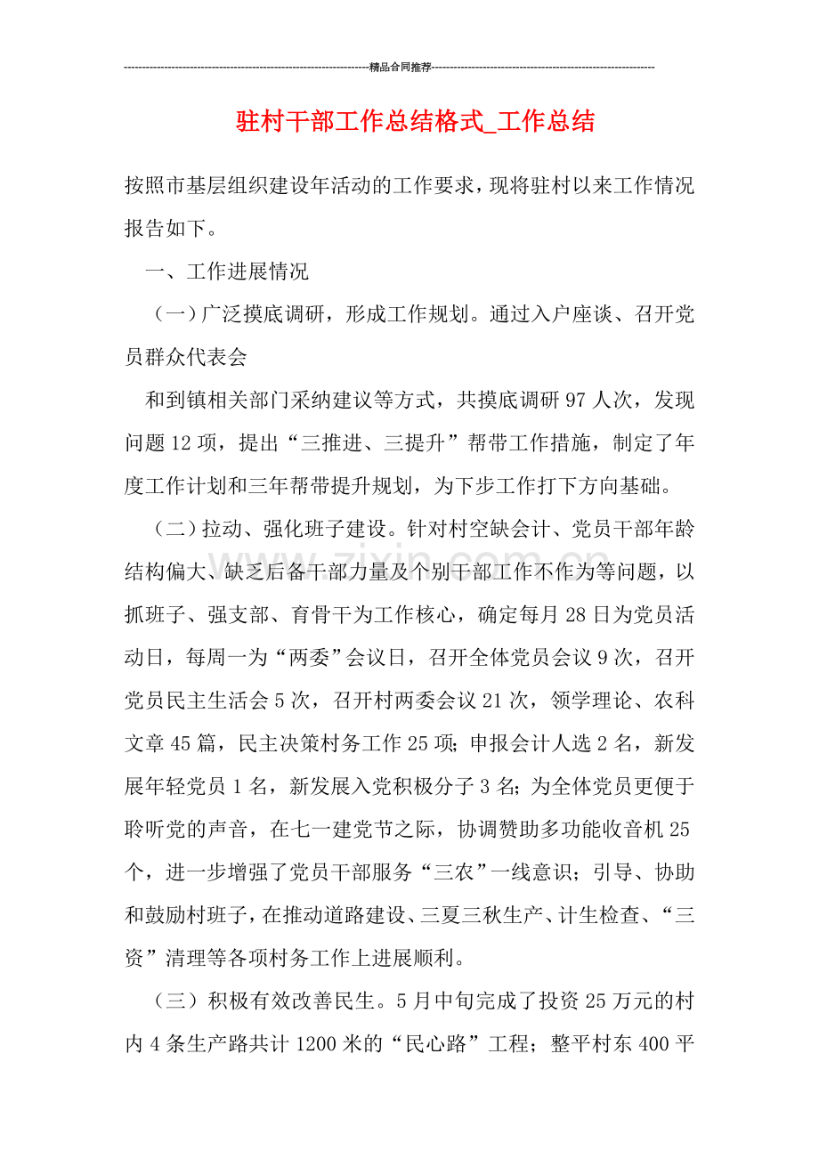 驻村干部工作总结格式.doc_第1页