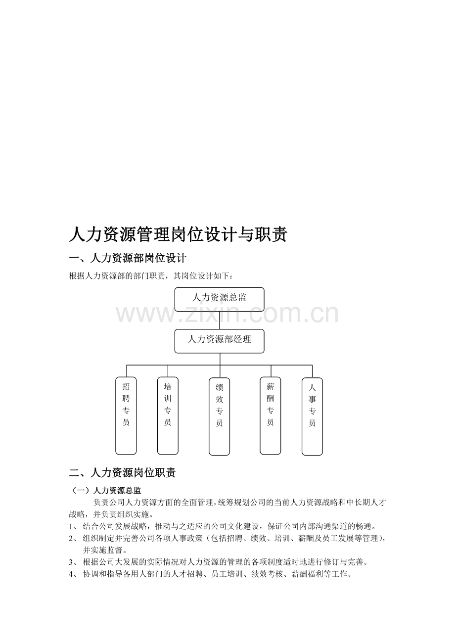 人力资源管理岗位设计与职责.doc_第1页