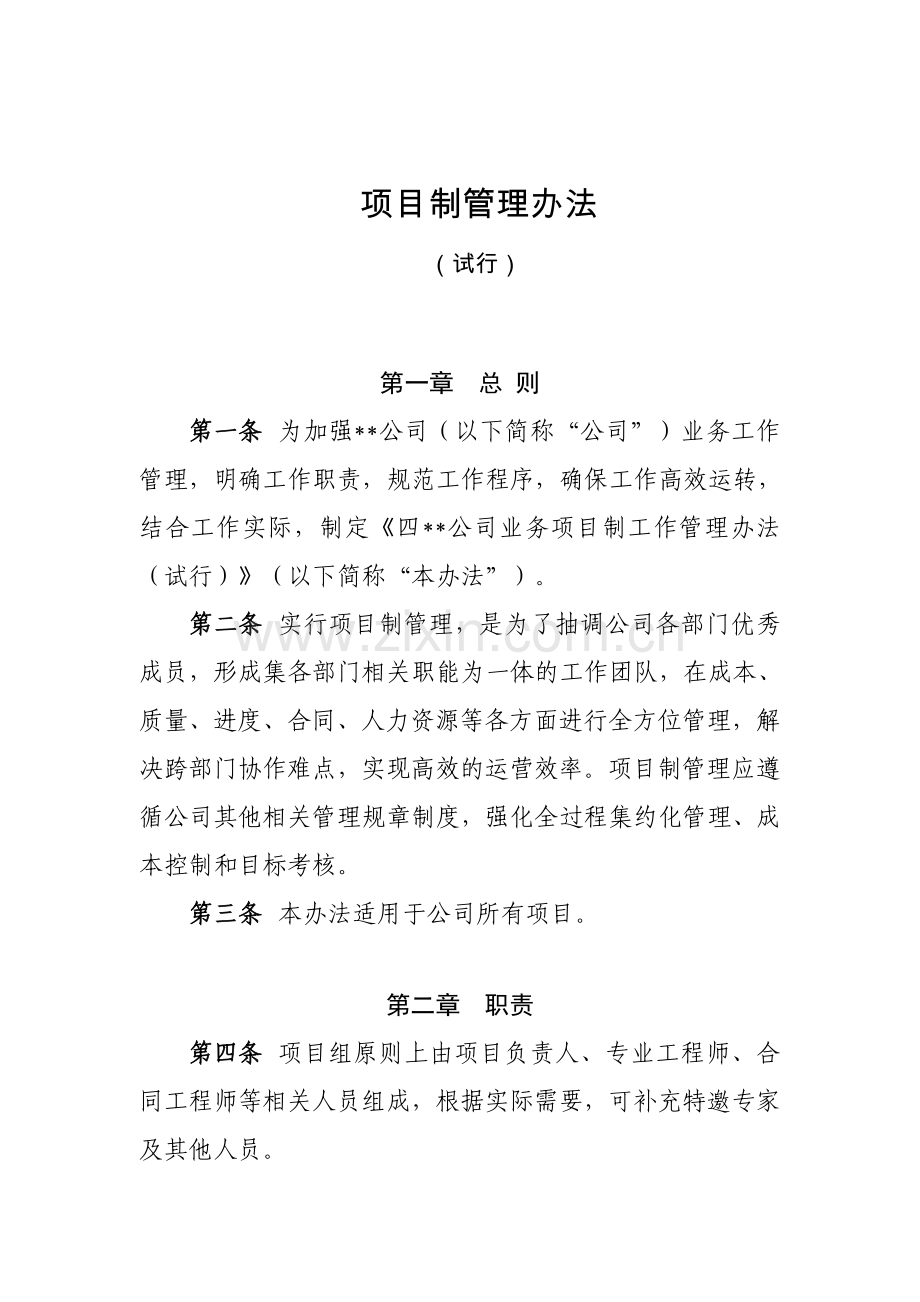 项目制工作管理办法.doc_第1页