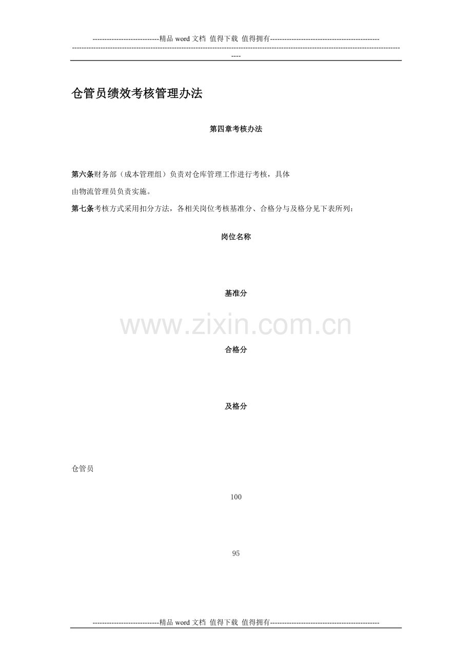 仓管员绩效考核管理办法.doc_第1页