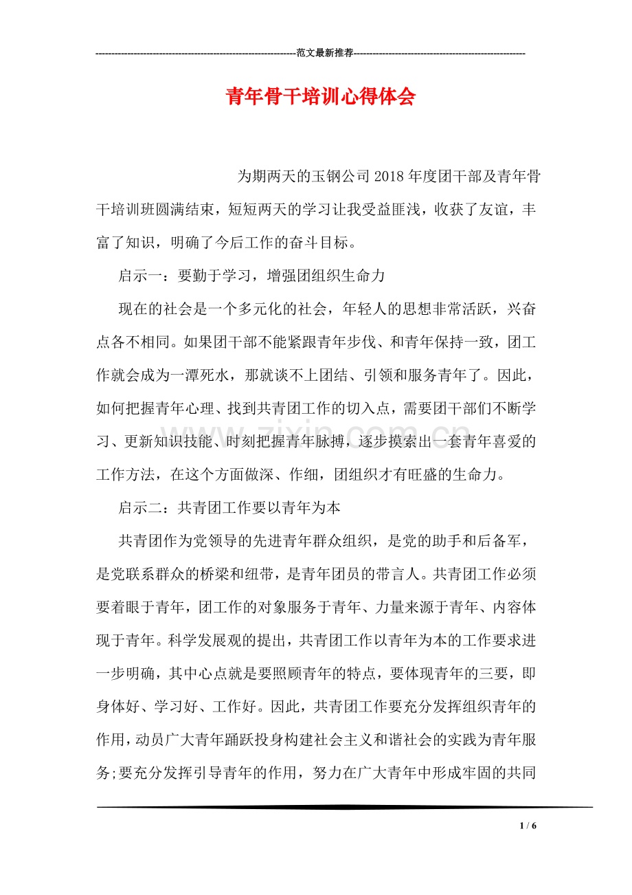 青年骨干培训心得体会.doc_第1页