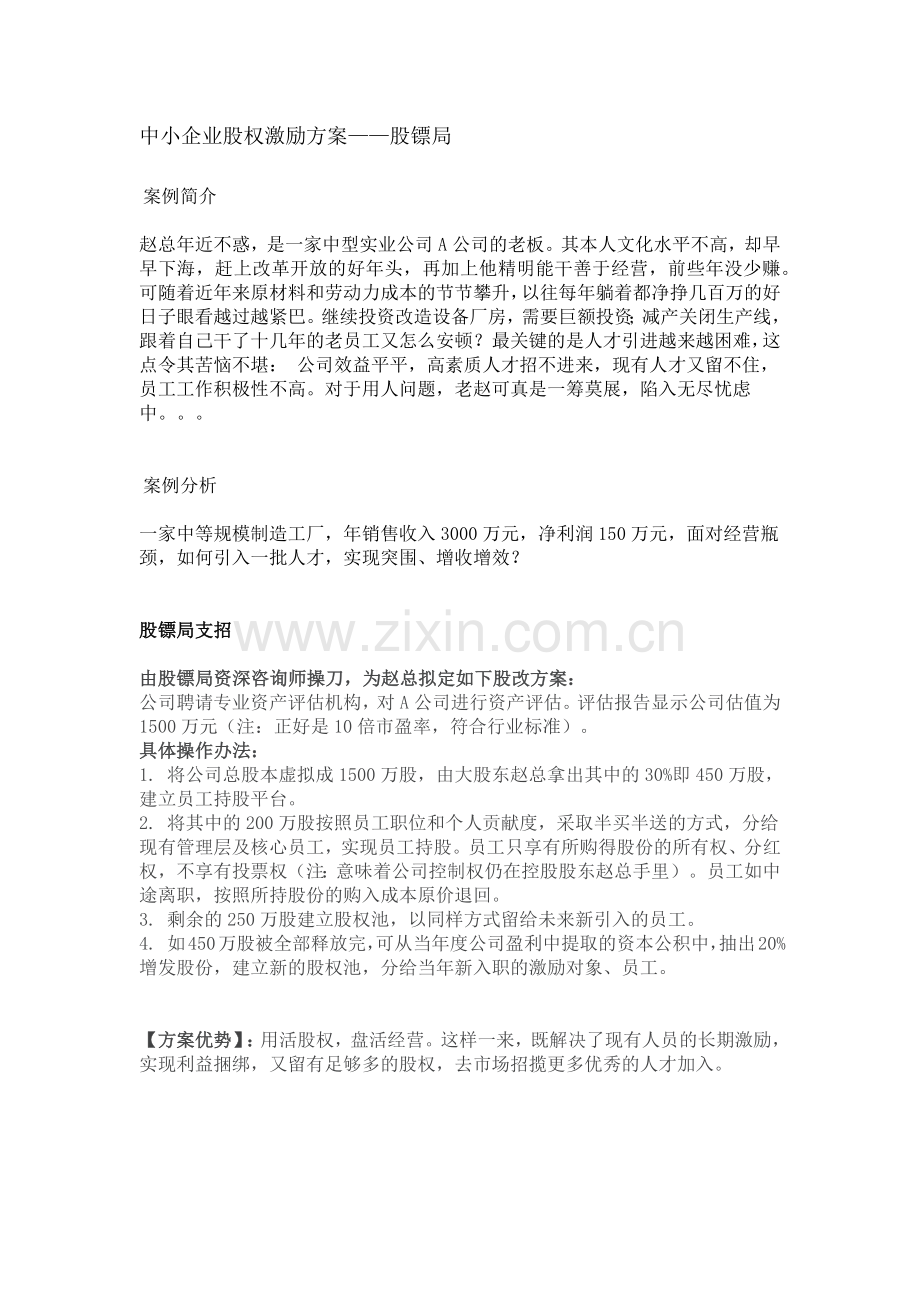 中小企业股权激励方案——股镖局.docx_第1页