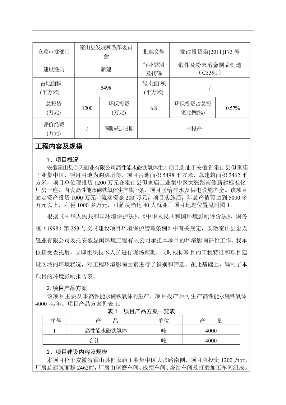 高性能永磁铁氧体生产项目环境评估书表.doc_第2页