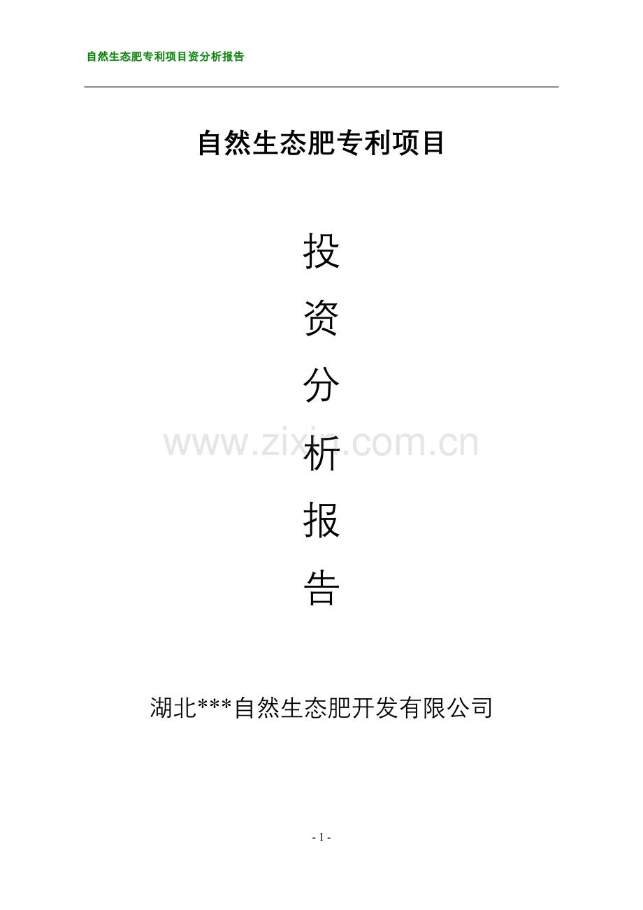 自然生态肥专利项目投资可行性研究报告.doc_第1页
