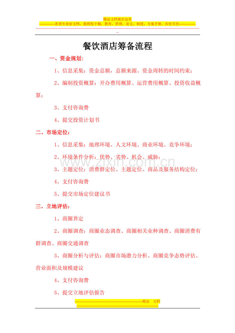 餐饮酒店筹备流程.doc_第1页