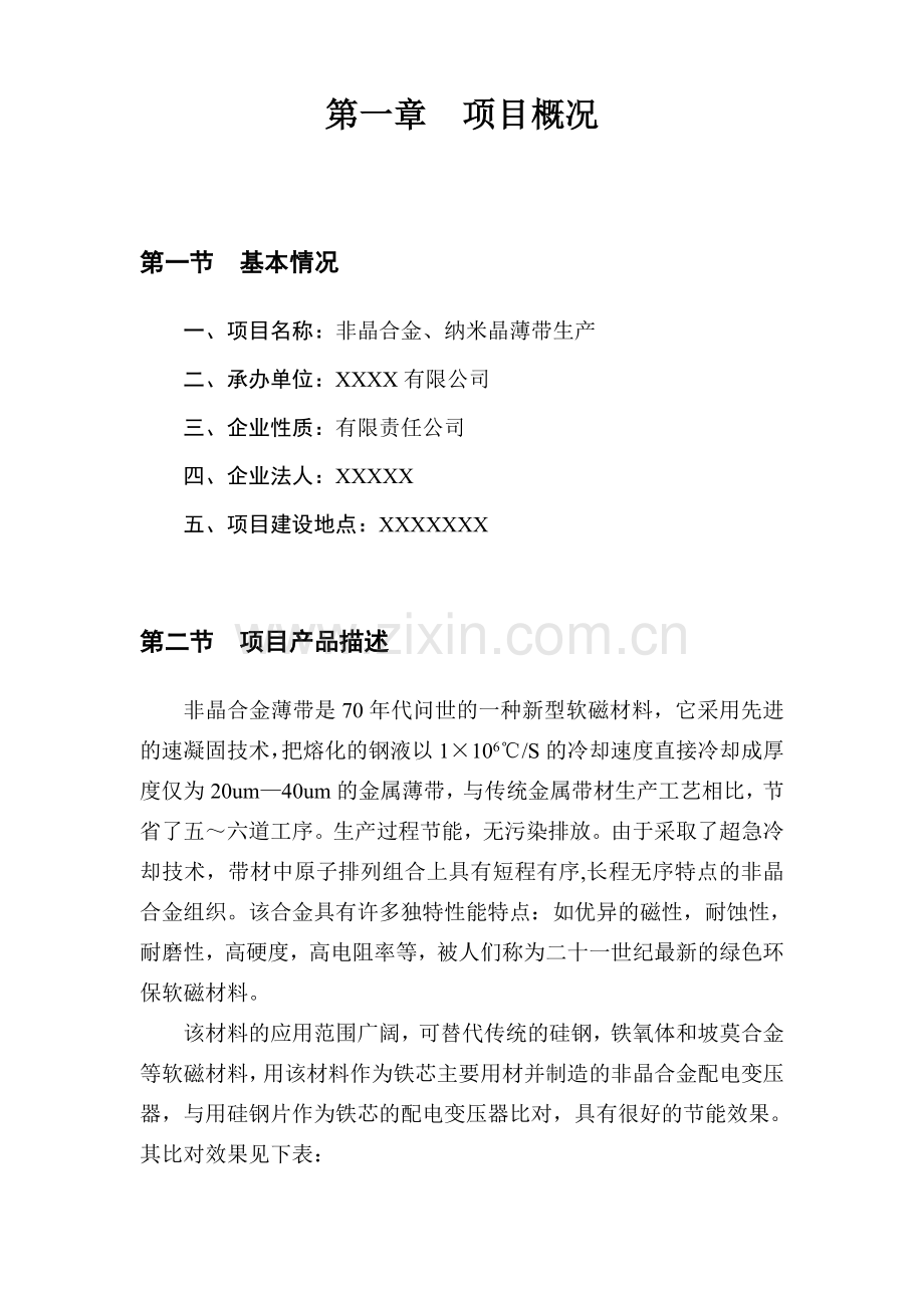 生产非晶合金薄带及制品申请立项可研报告.doc_第2页