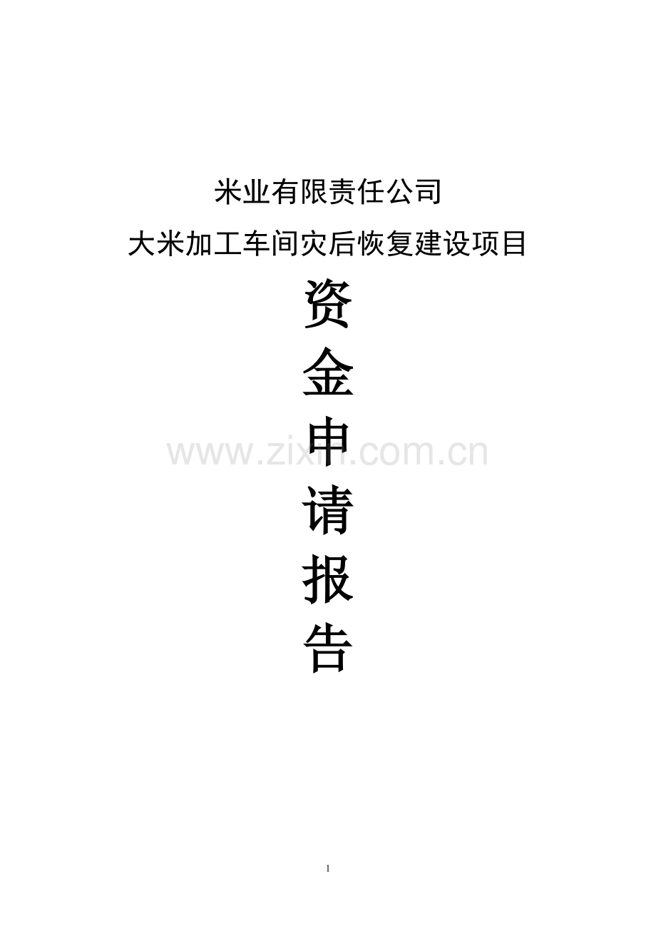 大米加工车间灾后恢复项目建设可行性分析研究报告.docx_第1页