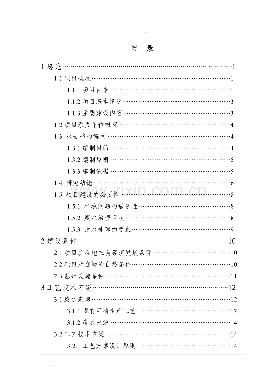 酒精厂废水处理扩建工程可行性研究报告-优秀甲级资质投资可行性研究报告.doc_第1页