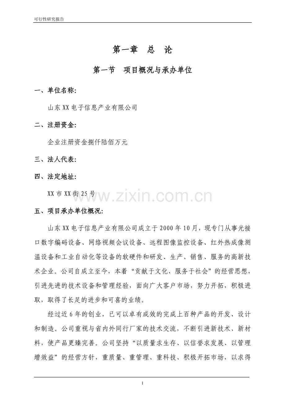 山东某电子产业园申请立项可行性研究报告.doc_第1页