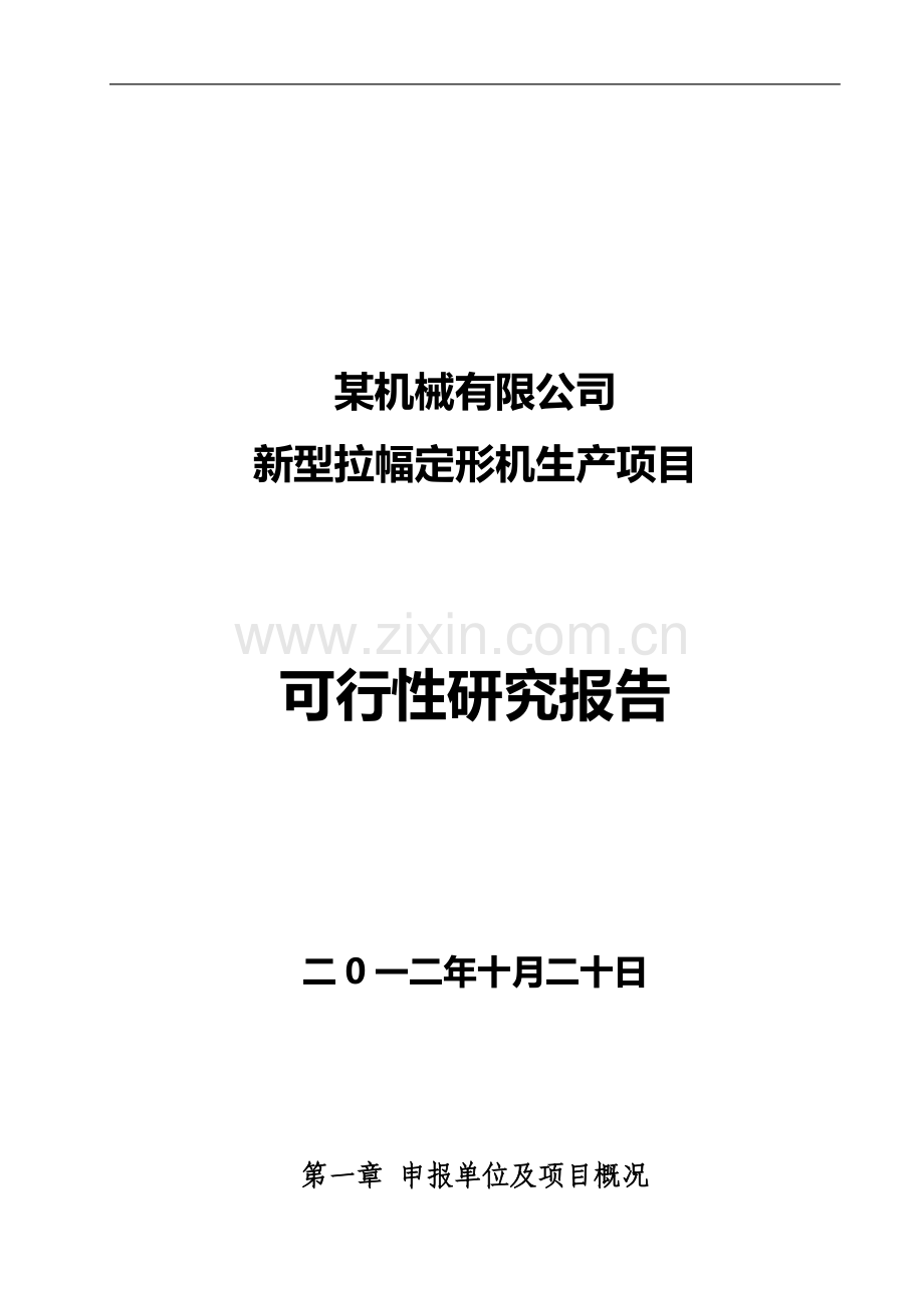 新型拉幅定形机生产项目申请立项可行性研究报告.doc_第1页
